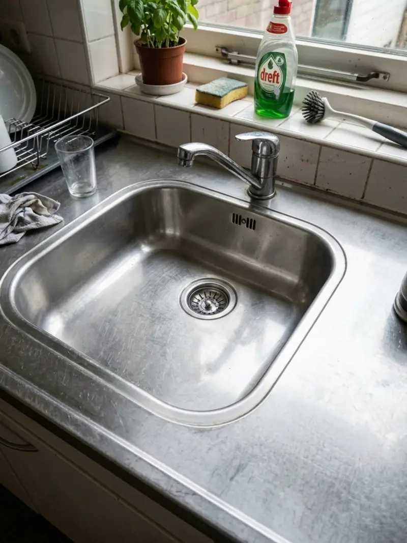 Schone gootsteen waarvan het water vlot wegloopt