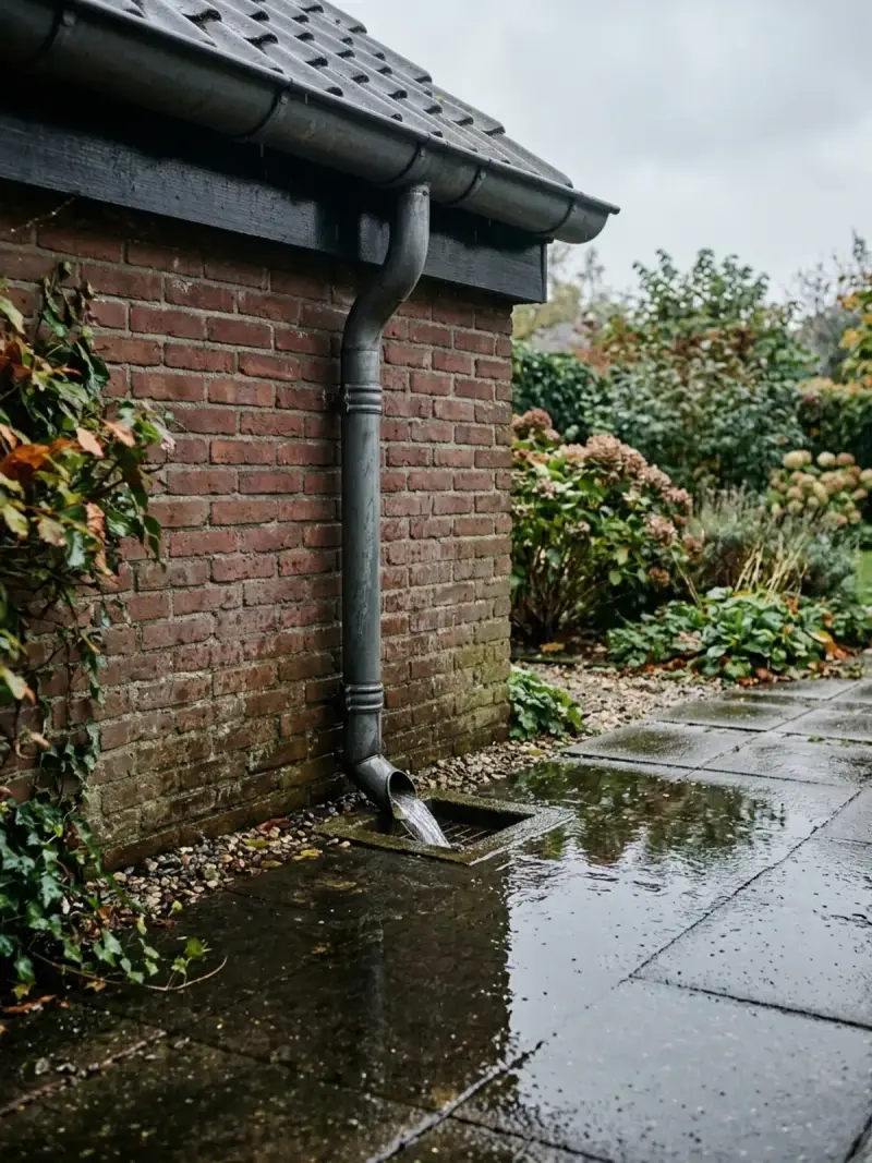 Doorgespoten regenpijp die het water vlot afvoert